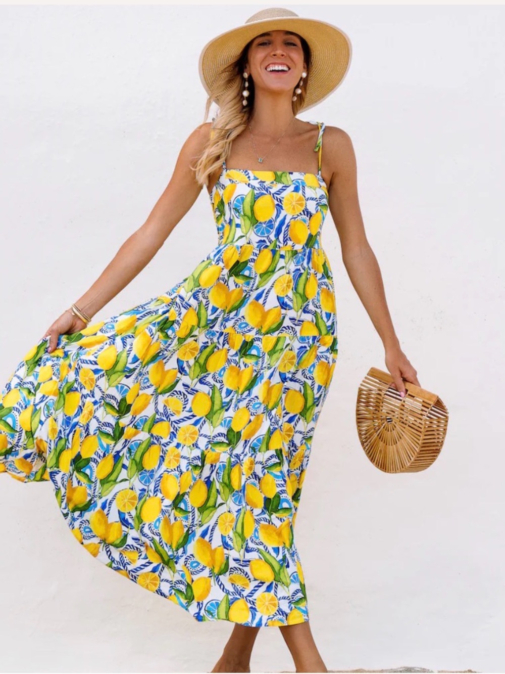 Kenny Flowers The Positano Resort Dress Lemon Print Size Small - Picture 2 of 7